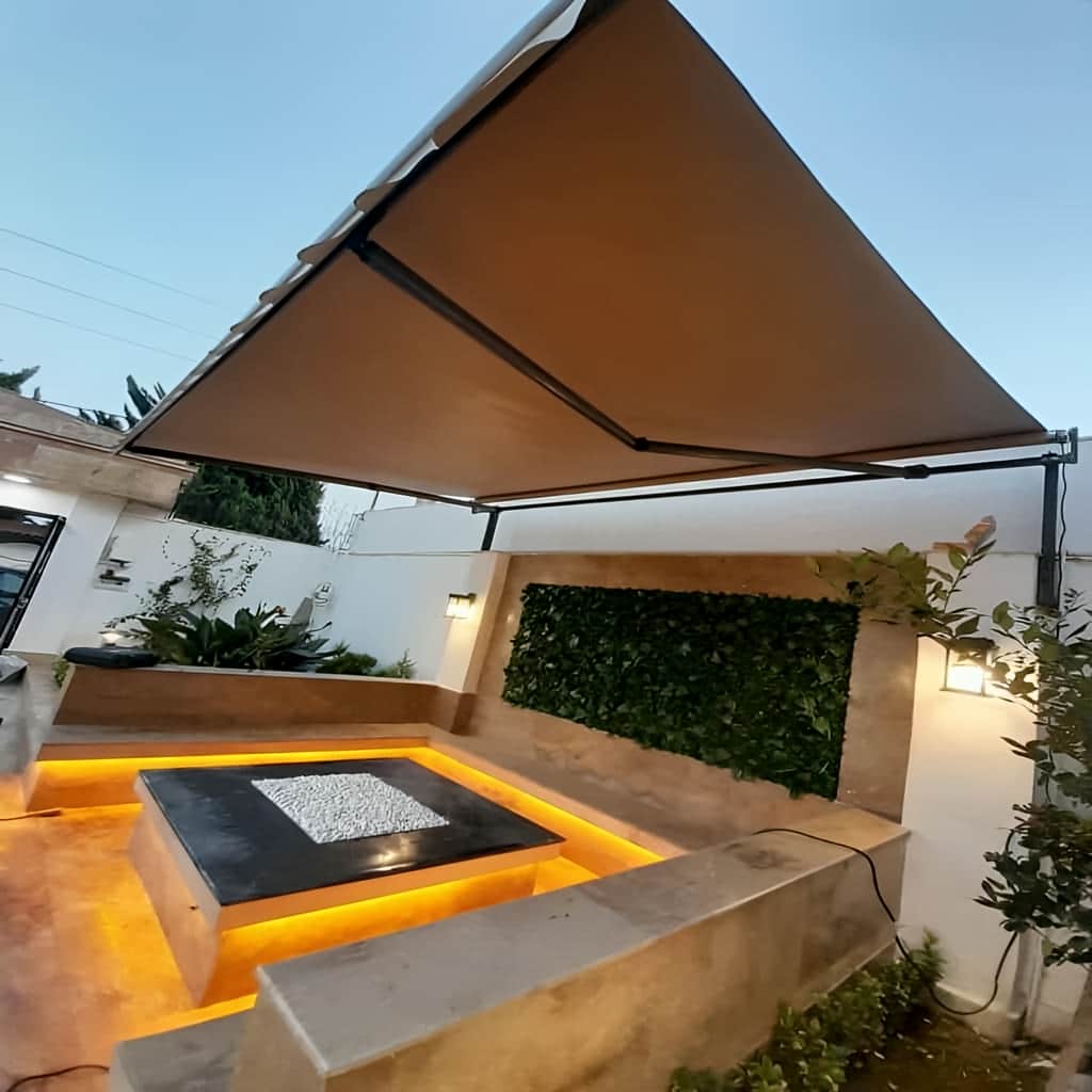 نصب سایبان برقی بازویی اتوماتیک بالکن در کرمان