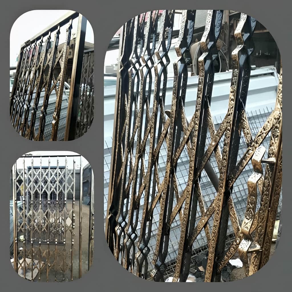 درب آکاردئونی واحد با طرح لوزی