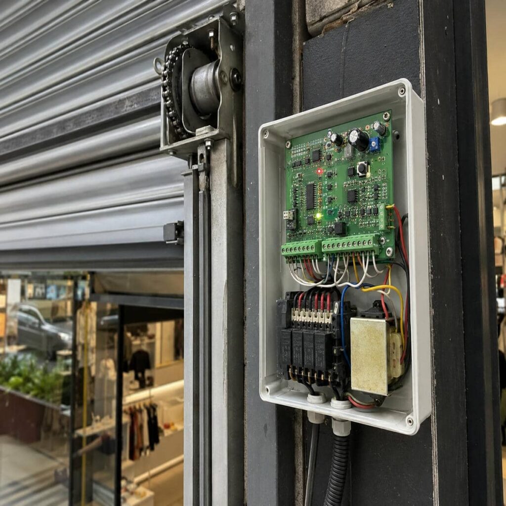 قیمت کرکره برقی رنگی نمای فروشگاه با رنگ کورهای