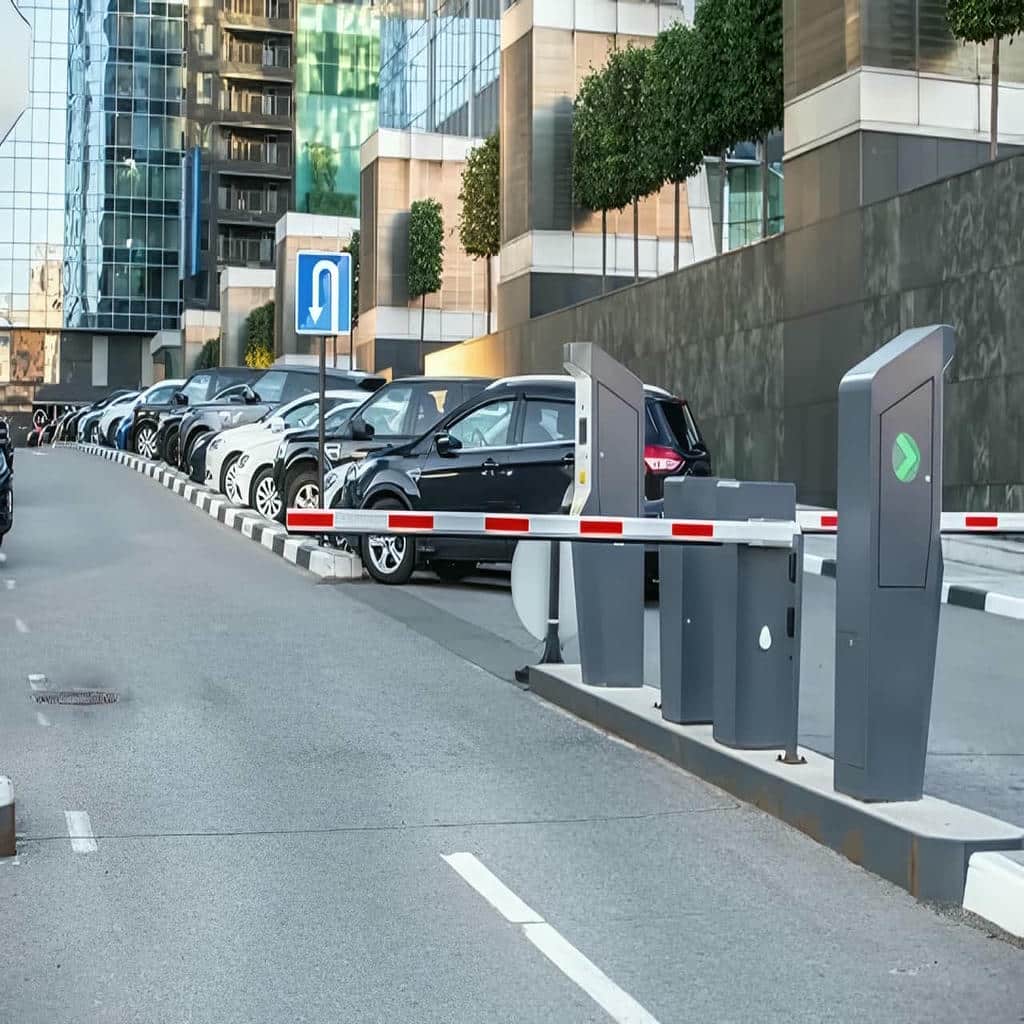 راهبند بازویی پارکینگ با چراغ هشدار روی بازو