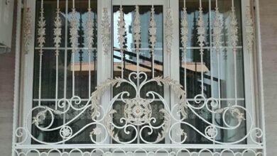 نرده پنجره فرفورژه گل دار سفارشی