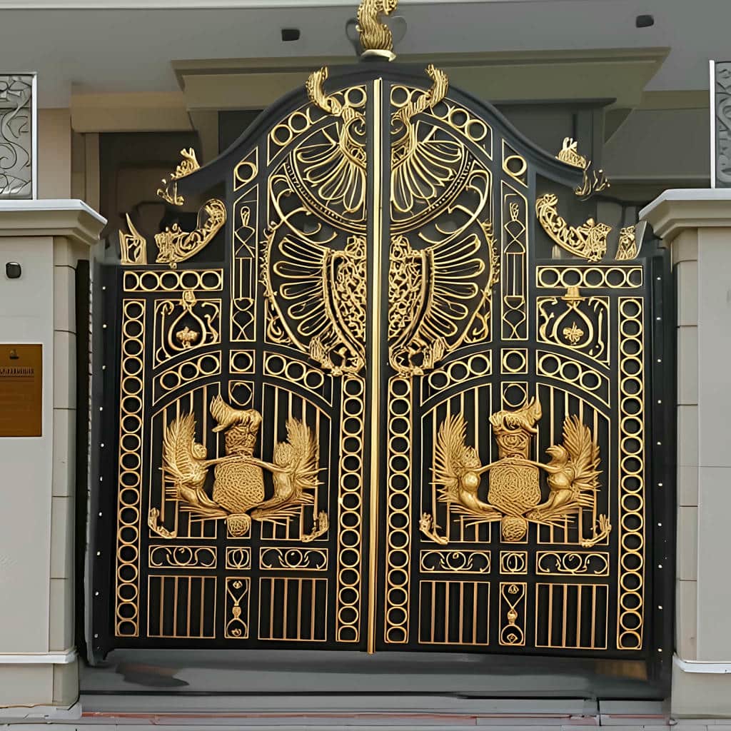 درب پارکینگ آهنی ساده با رنگ کوره ای مات