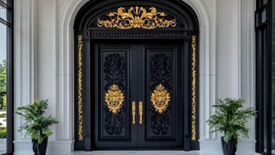 9 نمونه درب ویلایی مشکی طلایی شیک