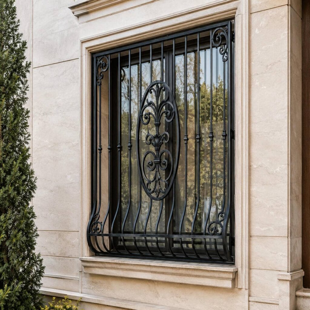 حفاظ پنجره فرفورژه هماهنگ با نمای مسکونی در کرج