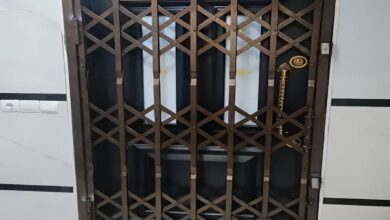 حفاظ درب آکاردئونی فلزی مشکی برای سفارش اینترنتی و ارسال در زنجان