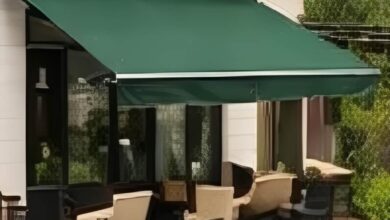 چادر برقی با پوشش روشن مناسب نمای مدرن