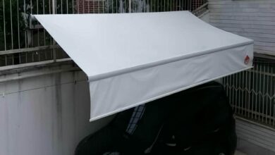 سایبان دوطرفه سفارشی در مرحله اندازه گیری محل