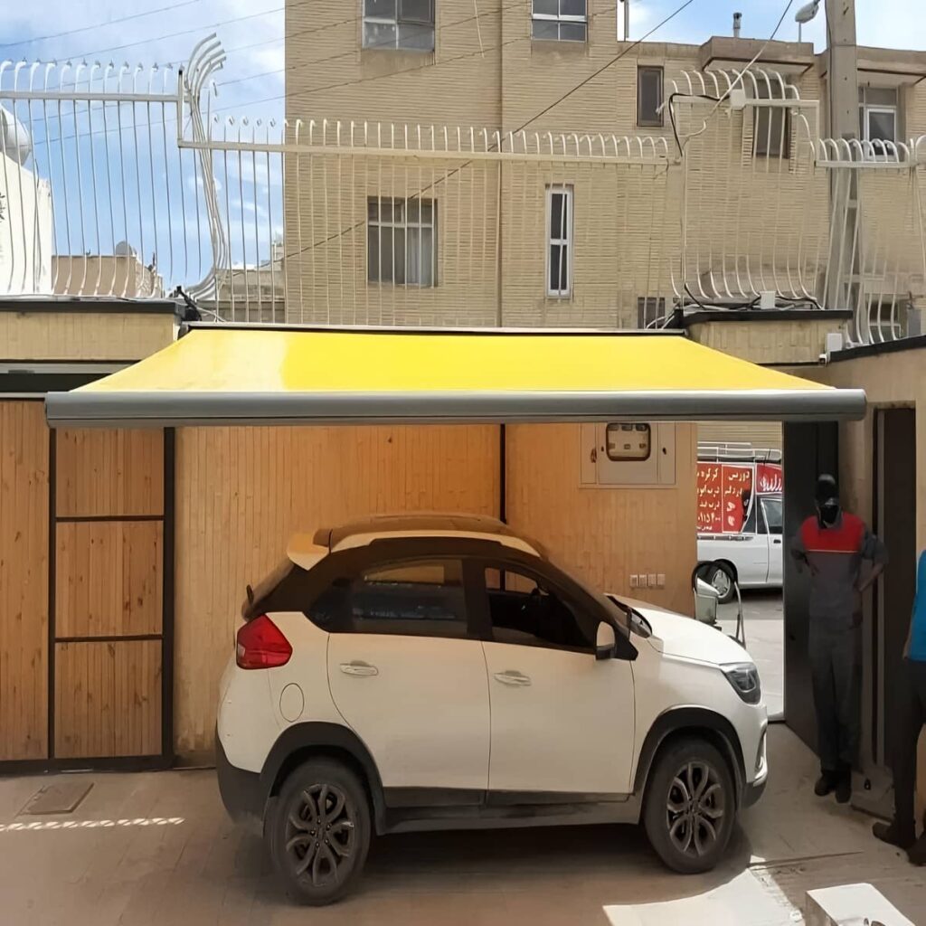 سایبان برقی مدل بازویی برای ورودی پرتردد در استان آذربایجان شرقی