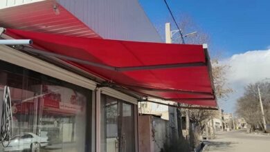 سایبان برقی مدل بازویی برای ورودی پرتردد در استان کهگیلویه و بویراحمد