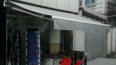 سایبان برقی مدل بازویی برای ورودی پرتردد در ساری