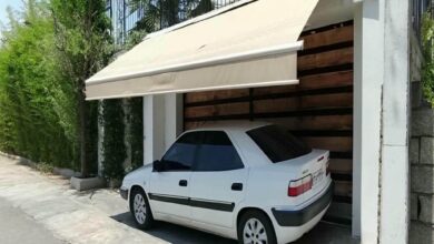 سایبان برقی مدل بازویی برای پوشش ورودی در استان بوشهر