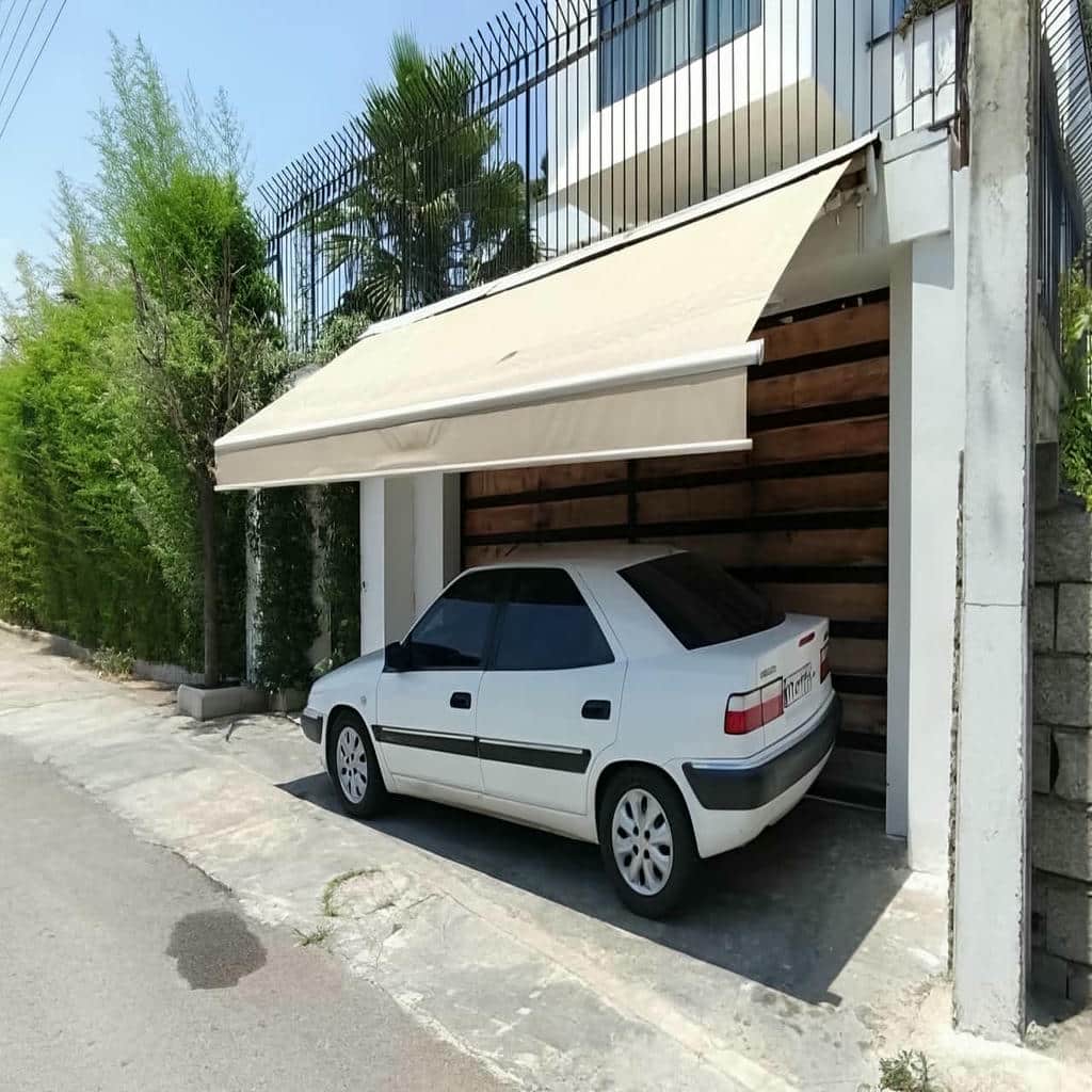 سایبان برقی مدل بازویی برای پوشش ورودی در استان بوشهر