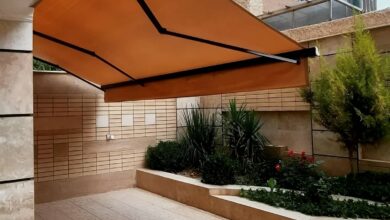 سایبان برقی مدل بازویی برای ورودی ساختمان در استان هرمزگان