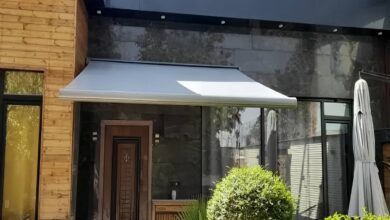 سایبان برقی مدل بازویی برای ورودی پرتردد در استان خراسان جنوبی