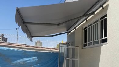 سایبان برقی مدل بازویی برای ورودی کاربردی در استان یزد