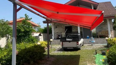 سایبان برقی مدل بازویی برای ورودی ساختمان در بندرعباس