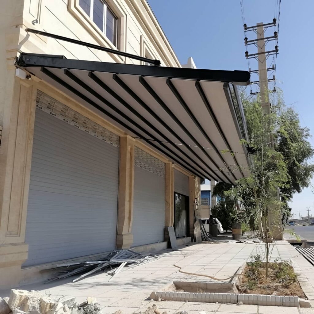 سایبان برقی با پارچه ساده برای تراس کم عرض در استان مازندران