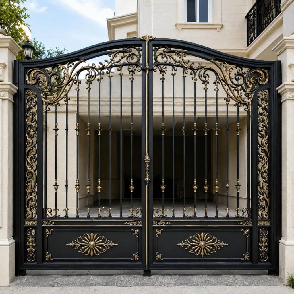 درب حیاط در ساری مدل دو لنگه با حرکت روان برای ورودی مسکونی