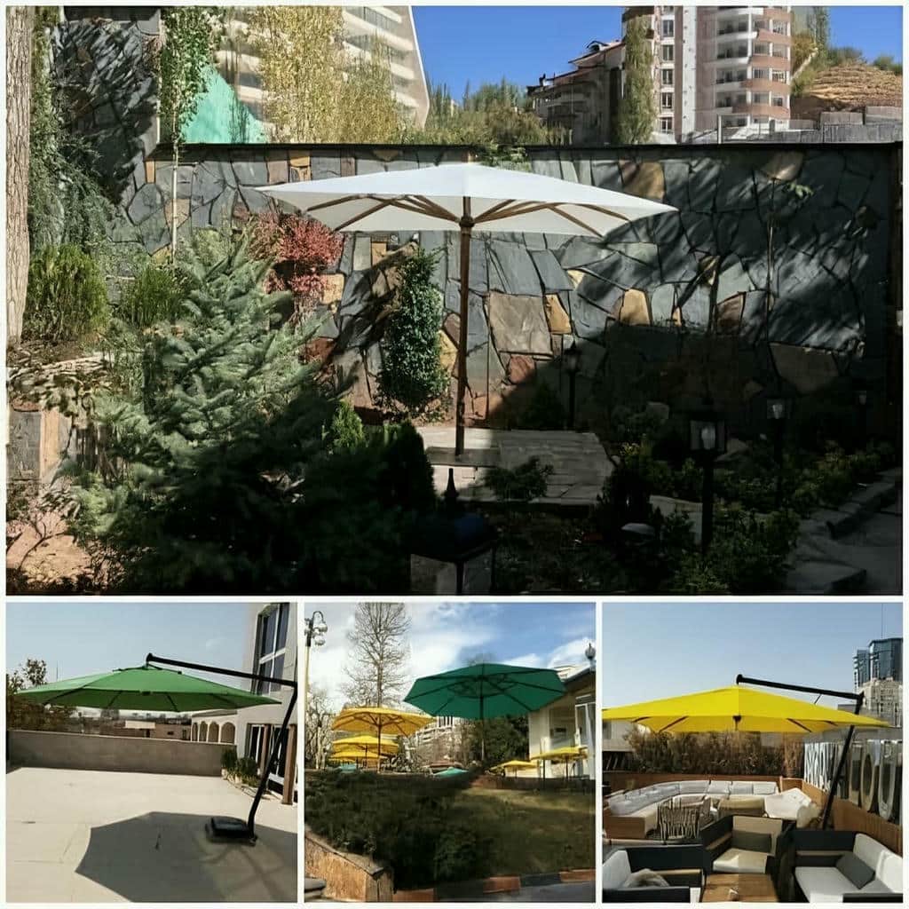 سایبان برقی با پوشش طوسی هماهنگ با نمای آپارتمان در استان تهران