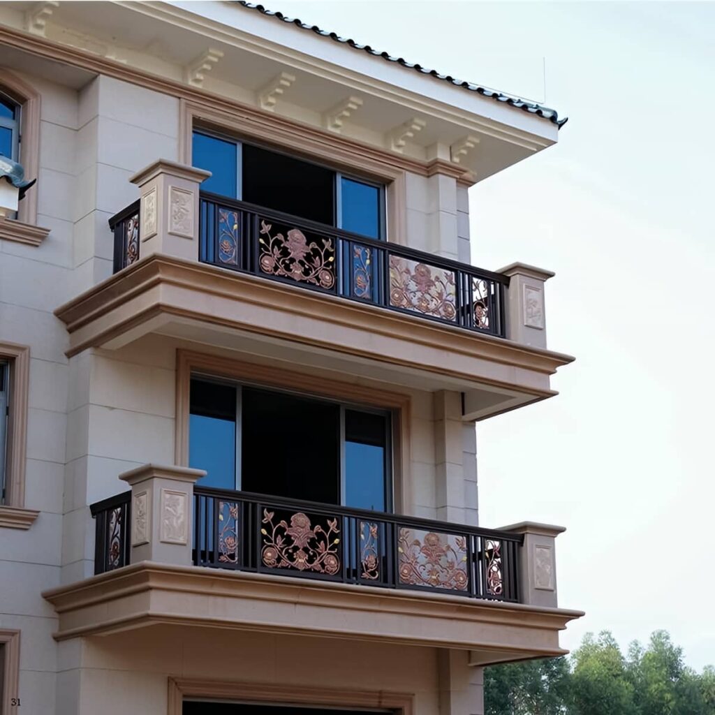 نرده مدرن بالکن در نمونه کار ابعاد سفارشی