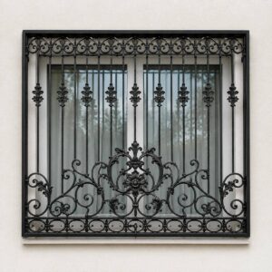 حفاظ پنجره فرفورژه با طرح ظریف برای دهانه کم عرض