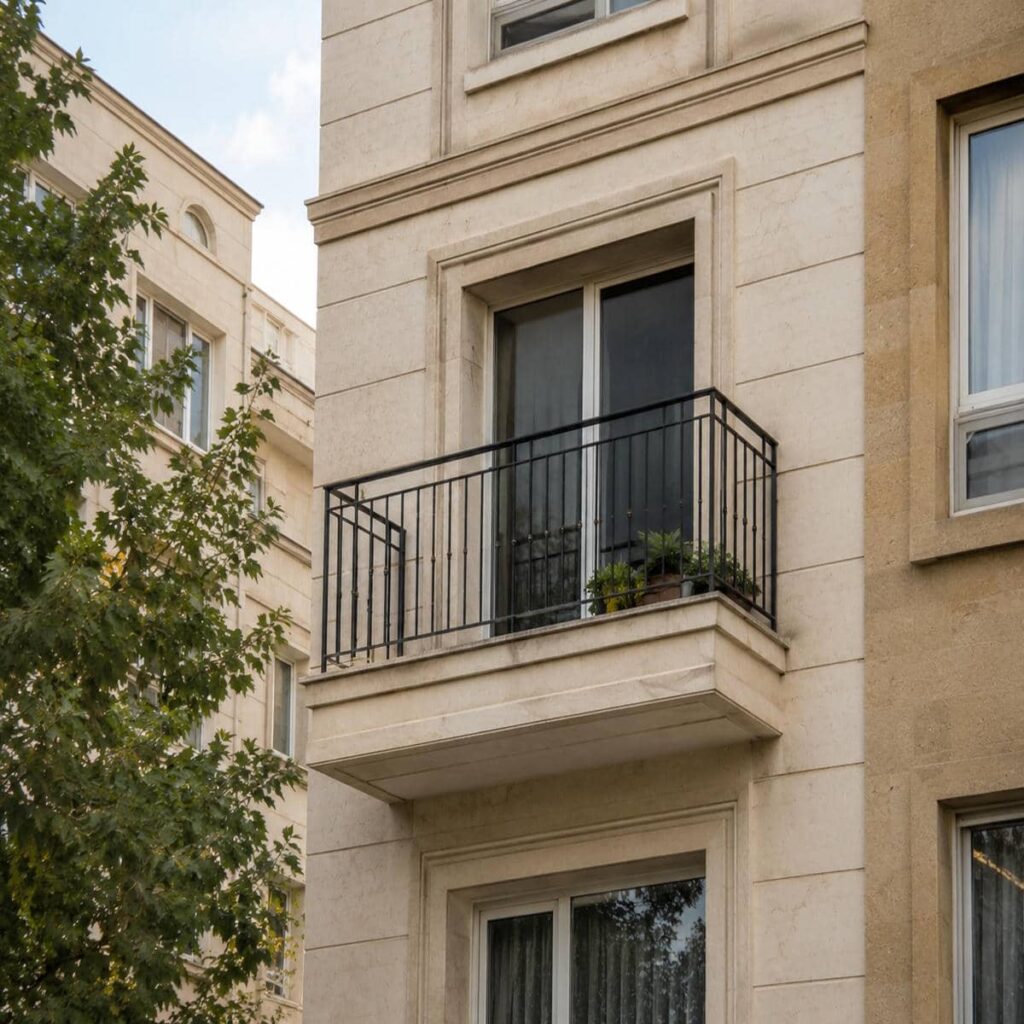نرده بالکن با متریال بادوام برای ساختمان قدیمی در ایلام